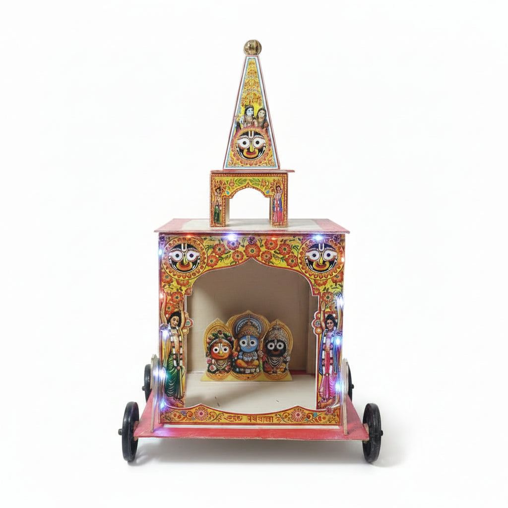 Traditional Festival Jagannath Rath – Compact, LED Lights & Wheels Included