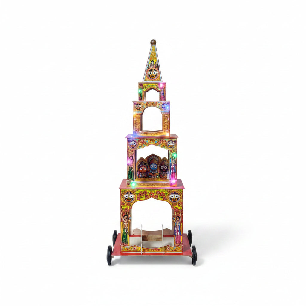 Premium Large Multicolour Jagannath Rath – LED Lights & Wheels Included