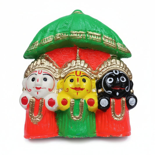 Premium Multicolour Jagannath Balabhadra Subhadra Statue (Ganga Mati Clay)